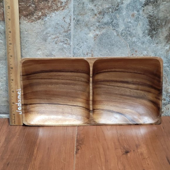 Divided Bowl Wood Handcrafted in Philippines for Beekman Home - Picture 9 of 13